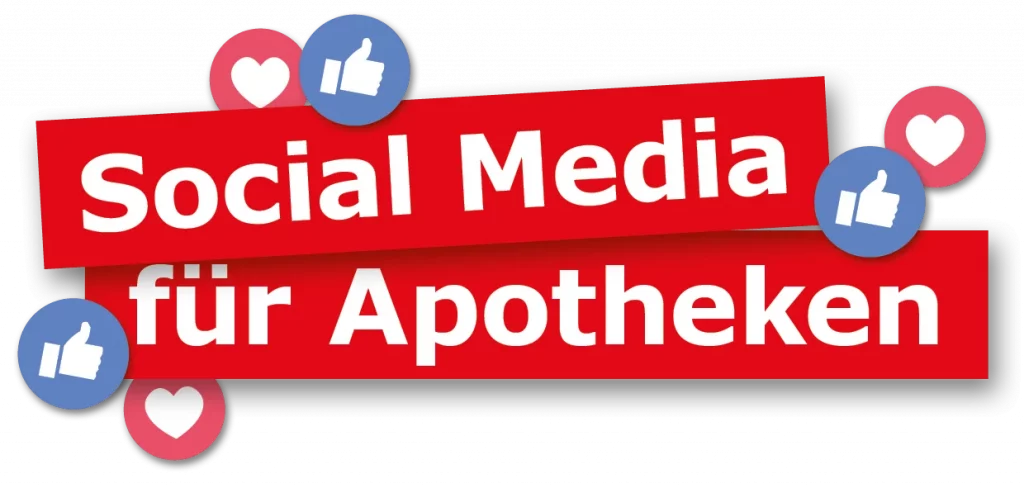 Rote Banner mit dem Schriftzug "Social Media für Apotheken"