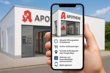 Kunden nutzen eine Apotheken-Website auf verschiedenen Geräten